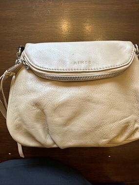 Aime Leon Dore Ivory Leather Zip-Front Crossbody Bag